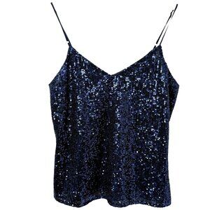 Banana Republic Blue Sequin Top Size Small Camisole Tank Party Evening Womens